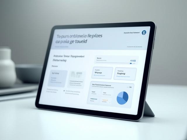 タブレット上に表示されたノーコードプラットフォームのモックアップ